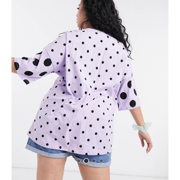 ASOS DESIGN Curve oversized t-shirt in lilac spot - Picture 2 of 4